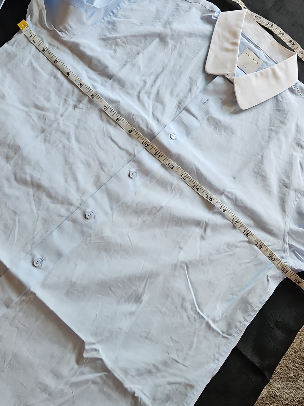 Sandro Light Blue Dress Shirt with White Collar - Picture 13 of 16